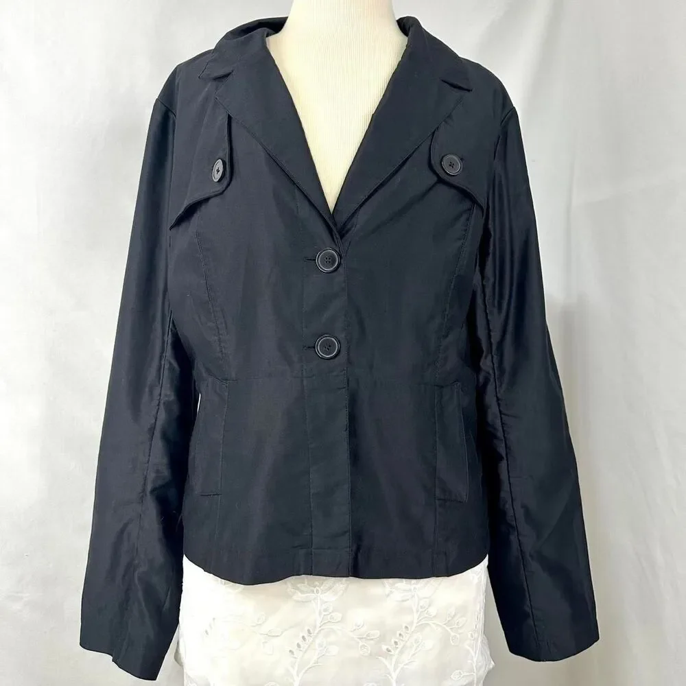 MOSSIMO VTG 90s Black‎ Satin Blazer Jacket Womens Plus XXL Indie Downtown Girl